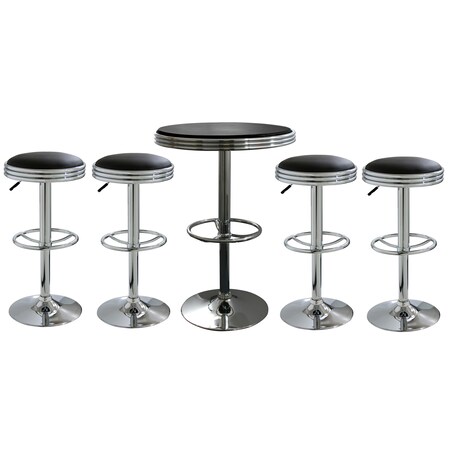 Amerihome Retro Soda Shop Bistro Set, Adj. Table and 4 Chairs BSSET6